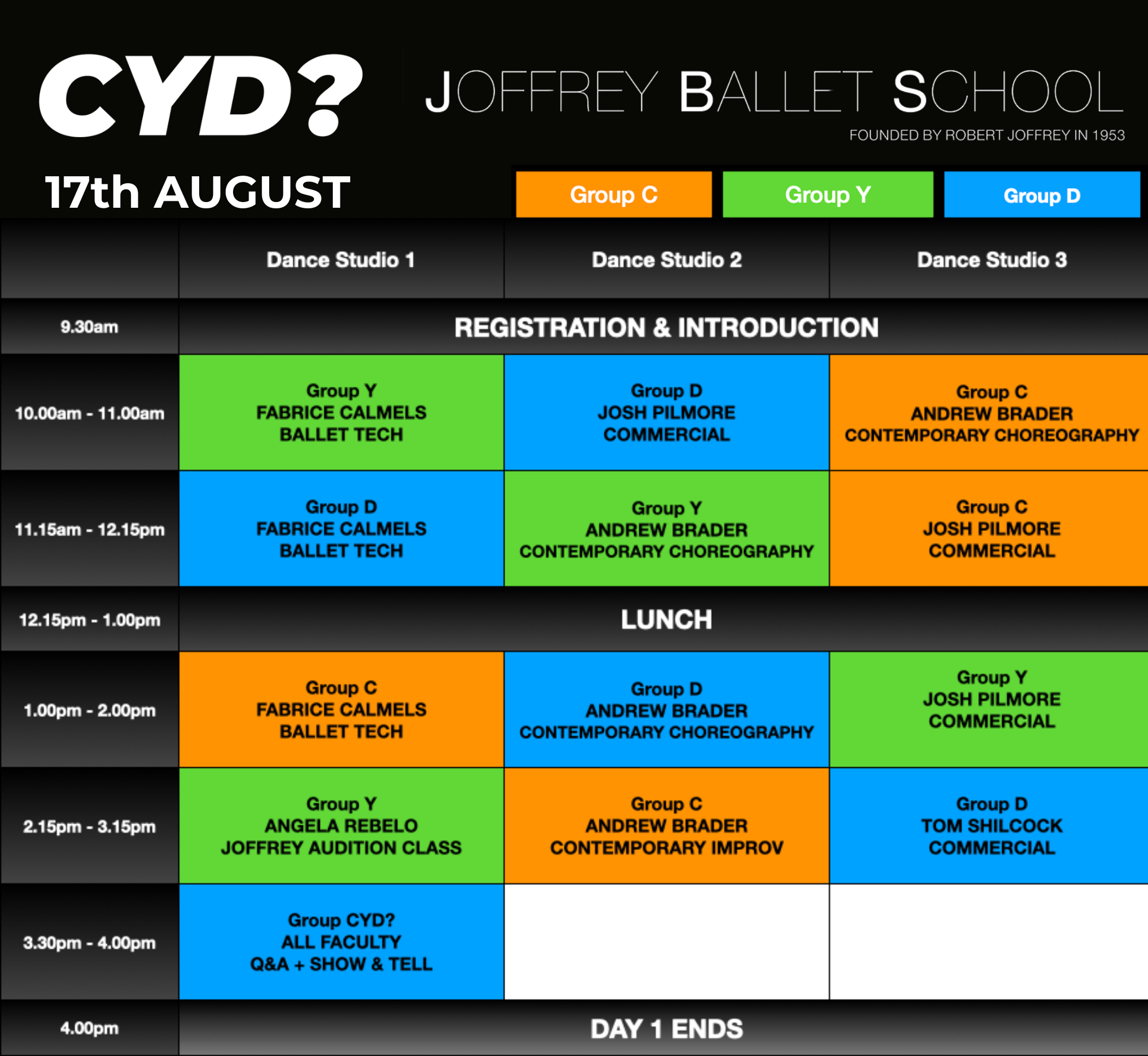 Joffrey Intenstive Timetable 3